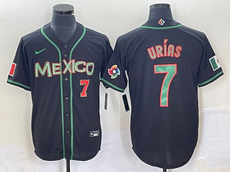 Men 2023 World Cub Mexico #7 Urias Black green Nike MLB Jersey9